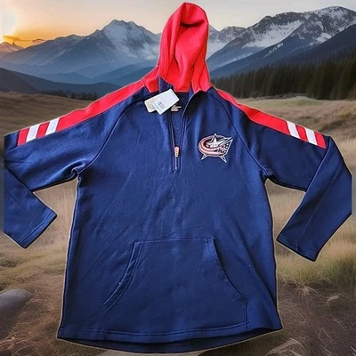 Columbus Blue Jackets Logo 1/4 Zip Pullover Hoodie NHL Hockey Mens Large - Image 1 of 4