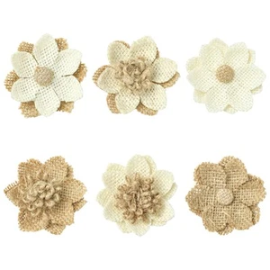8x Flower Burlap Patches Ornament for Clothes Cap Hap Pants Embellishment Decor - Picture 1 of 8