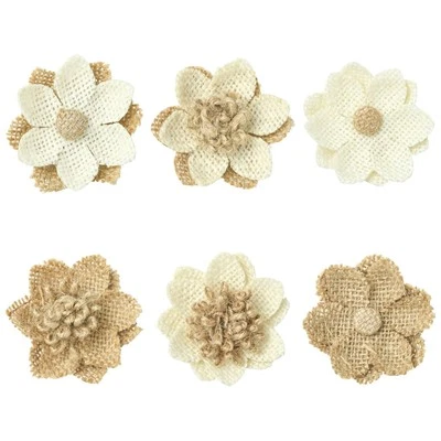 8x Flower Burlap Patches Ornament for Clothes Cap Hap Pants Embellishment Decor - Image 1 of 4