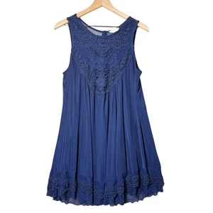 Altar'd State Navy Swing Dress Sleeveless Boho Women’s Size L - Picture 1 of 8