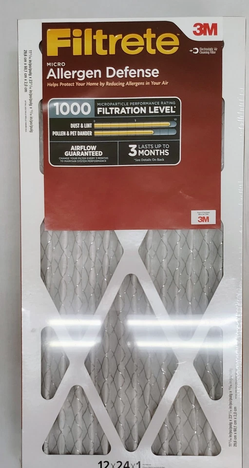 Filtrete 12x24x1 Air Filter MPR 1000 MERV 11, Allergen Defense, 6-Pack - Image 1 of 4