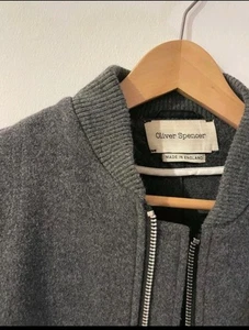 Oliver Spencer Mens Bomber Jacket Wool Size Medium Grey 40 - Picture 1 of 3