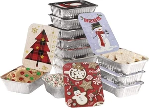 Gia's Kitchen Aluminum Pans with Lids, Set of 12 Christmas Tins (24 Piece Set) - Picture 1 of 7