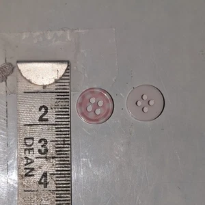 2 11mm Pink with white spots 4 Hole Plastic Buttons - Picture 1 of 2