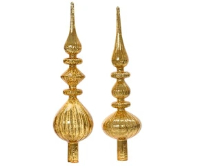 1 Christbaumspitze Glas 35cm Tannenbaumspitze Weihnachtsbaumspitze gerillt gold - Bild 1 von 2