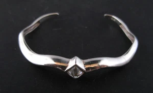 Vintage 925 Sterling Silver Rhinestone Cuff Bracelet Bangle - Picture 1 of 8