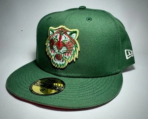 59Fifty Size 8 Men's MLB Detroit Tigers 2000 Tinsel Fitted Cap Vert Rouge - Picture 1 of 15