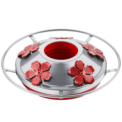 Hummingbird Feeder Bottom Base Part Includes Red Plastic Base Metal Top and B... - Imagem 1 de 4