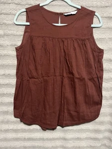 Sonoma Sleeveless Top Rust Brown Medium Blouse Cotton - Foto 1 di 5