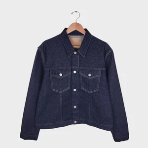 EDWIN Men's Dark Blue Cropped Denim Trucker Jacket - Size XL - Picture 1 of 7