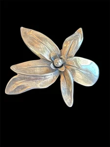Vtg Sterling Silver Large 2” Lily Flower Brooch 925 MCM 15.31g - Picture 1 of 7