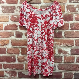 Tommy Bahama Kleid Damen Medium dunkelrosa weiß tropischer Schatten geblümt - Bild 1 von 8