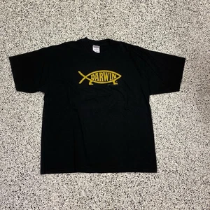 Vintage 90s Gilidan Art Tee T Shirt XXL Darwin Fish - Picture 1 of 4