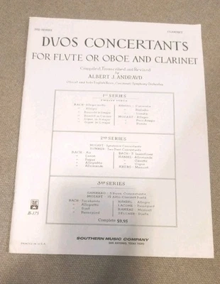 Duos Concertants By Andraud For Flute Or Oboe And Clarinet 3rd Series Music Book - Image 1 of 2