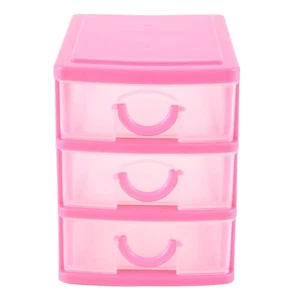 Caja de almacenamiento de plástico tipo cajón translúcido (rojo rosa 3 capas) Q7B73111 - Imagen 1 de 3