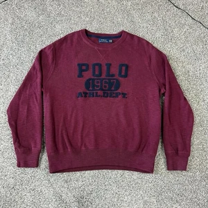 Suéter Polo Ralph Lauren Granate Tejido Algodón Spellout Cuello Redondo Talla Para Hombre’s XL - Imagen 1 de 6
