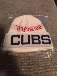Vtg Chicago Cubs Winter Hat - True Value Knit Cuffed Beanie - MLB Wrigley Field - Picture 1 of 2