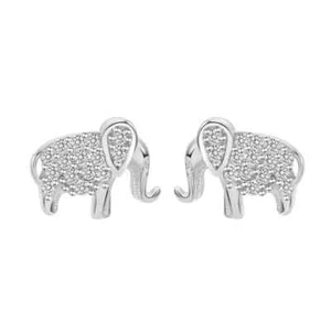 Pendiente de plata de ley 925 de moda elefante circonita cúbica - Imagen 1 de 6
