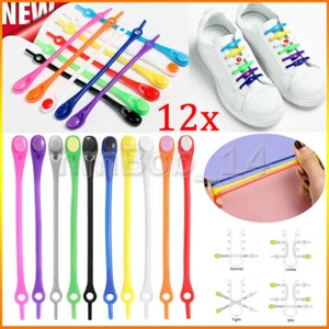 12PCS Silikon Elastische Schnürsenkel Schuhbänder Gummischnürsenkel Ohne Binden - Bild 1 von 21