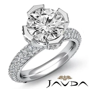 2.97ct Round Diamond Engagement Bezel Pave Set Ring GIA F SI1 14k White Gold - Picture 1 of 5