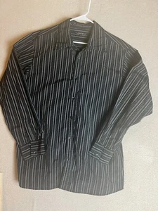 US Expedition Button Up Shirt Mens Medium Black Stripe Sz X-Large Long Sleeve - Picture 1 of 9