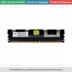 NT1GT72U89D1BN-3C Nanya 1GB DDR2 Fully Buff FB ECC PC2-5300 667Mhz 1Rx8 Memory - Picture 1 of 1