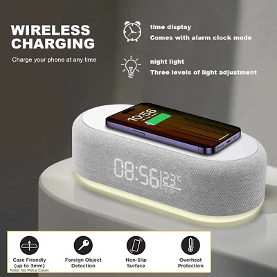 Wireless Charger With Clock Night Light Thermometer For Apple iPhone 16 15 14 13 - Image 1 of 4