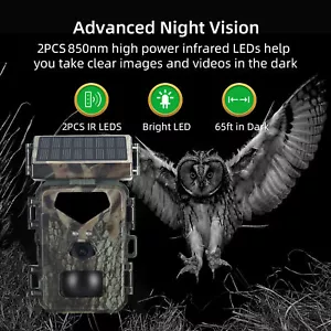 20MP 1080P Solar Powered Trail Camera Hunting Camera Night Vision Motion V0K1 - Picture 1 of 8