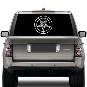 Pentagram Die Cut Vinyl Sticker - Occult Baphomet Car Decal Satanic Satan Skull - Picture 1 of 12