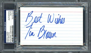 Tim Brown Autographed 3x5 Index Card Raiders "Best Wishes" PSA/DNA #83721314 - Picture 1 of 2