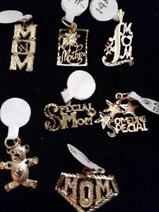 14k Soild Gold " MOM" MOTHER charms/ pendants Authentic NEW JEWELRY Your Choice - Picture 1 of 2