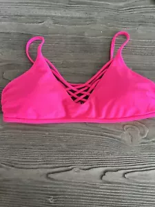 super cute HOLLISTER bright neon pink bikini swim top size small - Picture 1 of 3