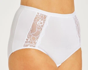 Bragas completas blancas sedosas elásticas con inserción de encaje mantecoso M 12/14 EE. UU. 7-8 - Imagen 1 de 4