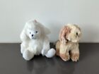 2 Rare Vintage Boyds Bear & Friends Dog Plush Brown & Tan White Pink Bows Jj