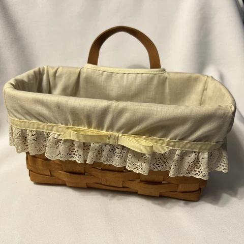 Longaberger Medium Key Hanging Leather Loop Basket with Neutral Liner 1992 ANN Cover