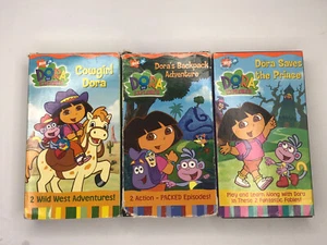 Lot of 3 Nick Jr Dora The Explorer VHS Tapes, Cowgirl, Backpack Adventure - Picture 1 of 6