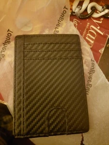 Travelambo Front Pocket Minimalist Leather Slim Wallet RFID Blocking Carbon F... - Picture 1 of 6