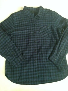 NEU Madewell schwarz blau kariertes Hemd Damen XL Slim Langarm Flanell Knopfleiste - Bild 1 von 8