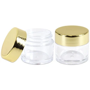 7 Gram High Quality Thick Acrylic Jars Gold Plastic Sample Containers BPA FREE - Picture 1 of 8