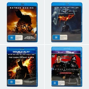 4x Batman Blu-rays (Begins, Dark Knight, Rises, V Superman) - Region B, 1080p - Picture 1 of 24