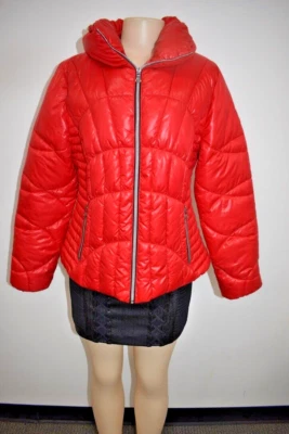 GUESS Red Puffer Jacket Size Large On Sale - Image 1 of 4