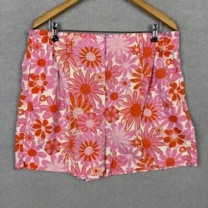 Princess Highway Shorts Womens 18 Pink Orange Floral Paperbag Pleated Plus Size - Picture 1 of 8