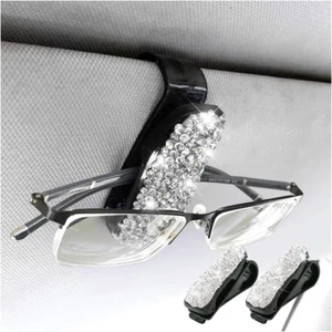 2 Stück Brillenhalter für Auto Sonnenblende, Fashion Bling Kristall Strass Auto E - Bild 1 von 12