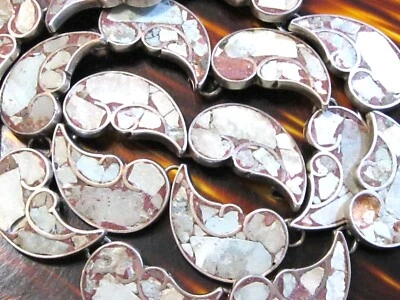 EARLY RARE 1940'S BETO TAXCO MEXICO 925 STERLING SILVER TURQUOISE INLAY NECKLACE - Image 1 of 4