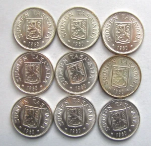 Finland KM41 100 Markkaa 1960-S Key date, choice BU, lot of 9 pieces. - Picture 1 of 2