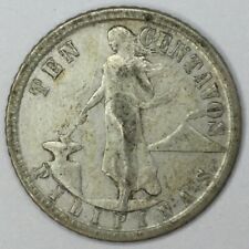 1907-S Philippines 10 Centavos AU #