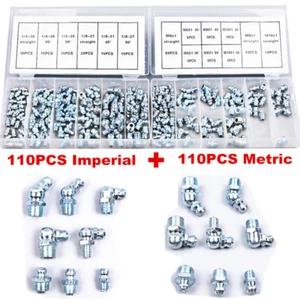 Grease Nipple 110pcs Metric & 110pcs Imperial Gun Mechanical Lubricant Fittings - Picture 1 of 12