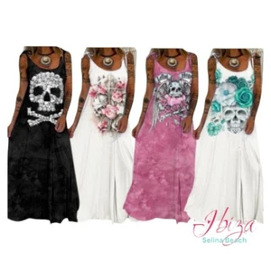 SOMMERKLEID STRANDKLEID mit SKULL-PRINT Boho Hippie Ibiza Festival - Bild 1 von 9
