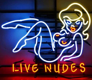 Stock de EE. UU. Desnudos Vivos Polo Niña Baile Lámpara de Neón Luz Letrero Decoración de Pared Club 20"x16" - Imagen 1 de 3