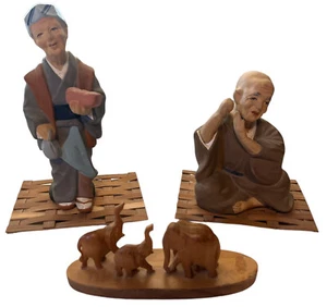 Statuine bambola giapponese in legno argilla elefante leggi made in Japan - Foto 1 di 10